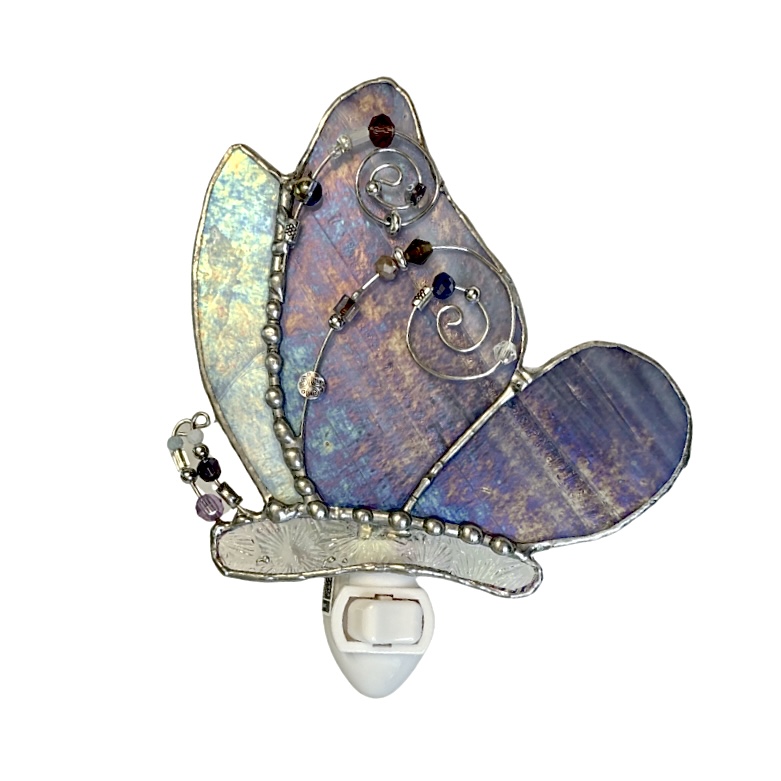 Purple Iridescent Butterfly Night Light